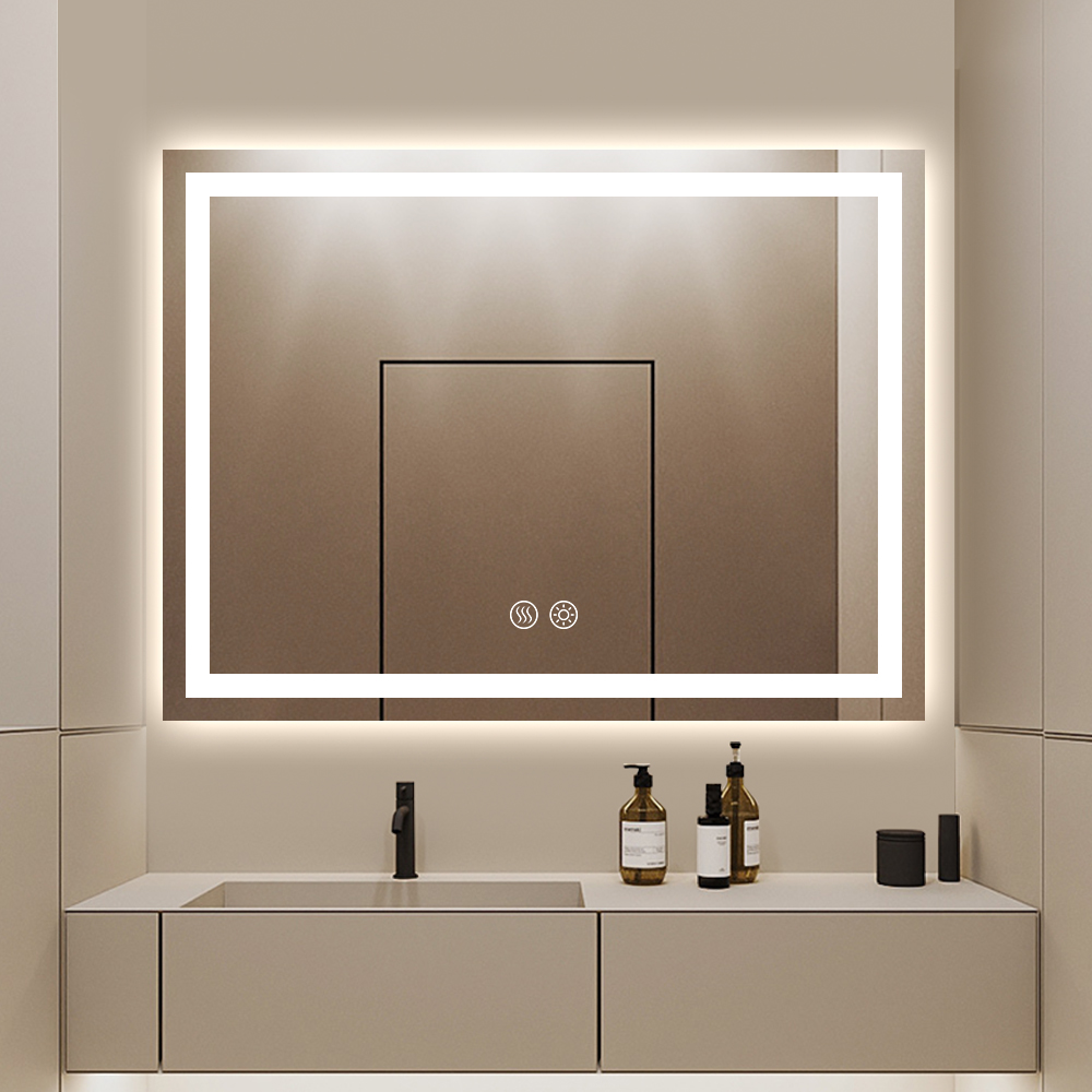 Modern Backlit LED Smart Bathroom Wall Mirror with Touch Switch