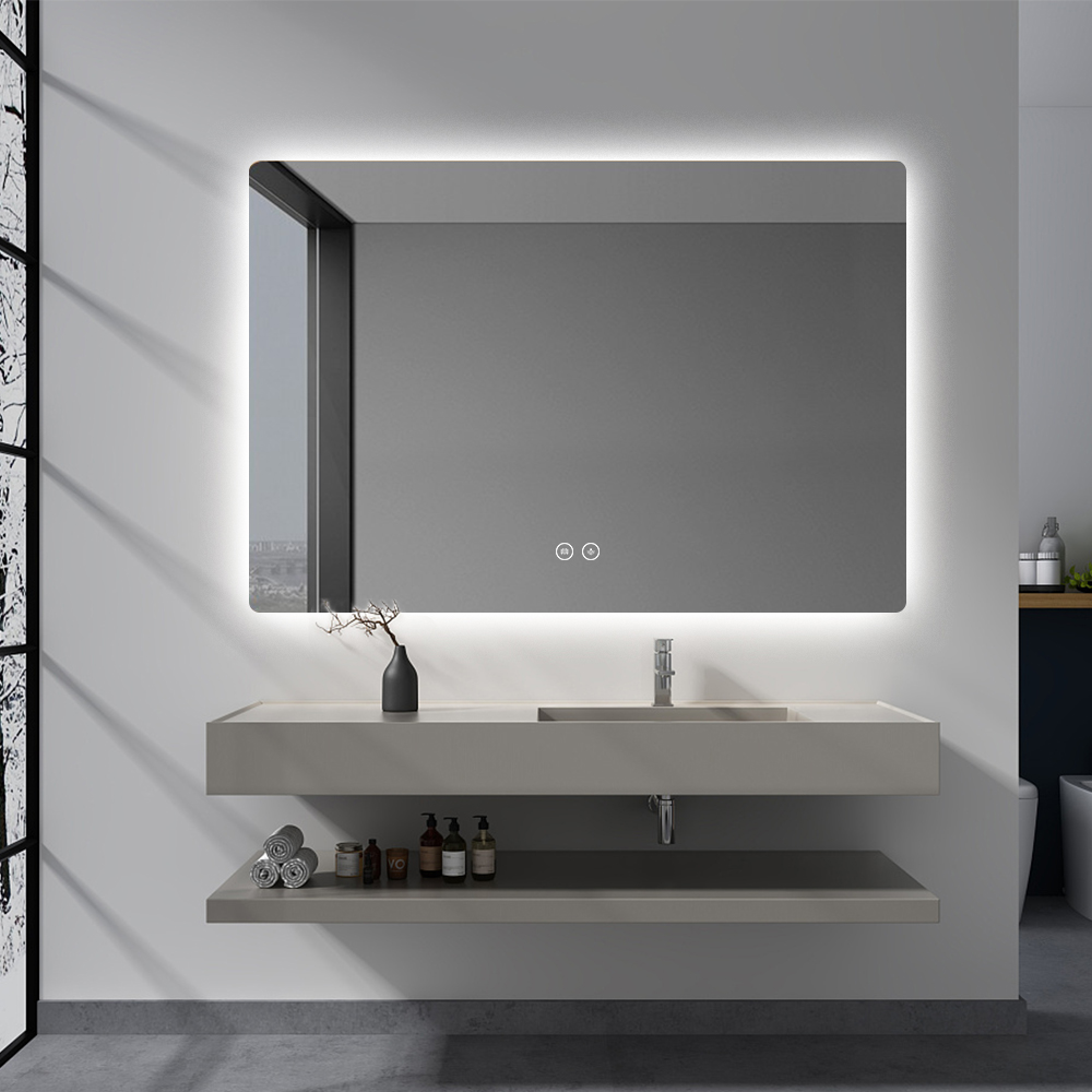 Custom Rectangular Frameless Backlit LED Bathroom Mirror with Anti-Fog