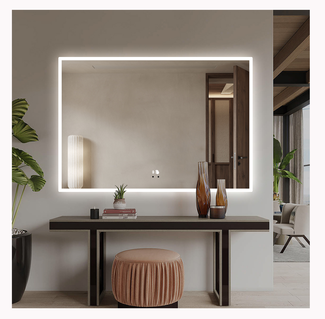 Satin Edge Smart LED Bathroom Mirror with Anti-Fog and Dimmable Light