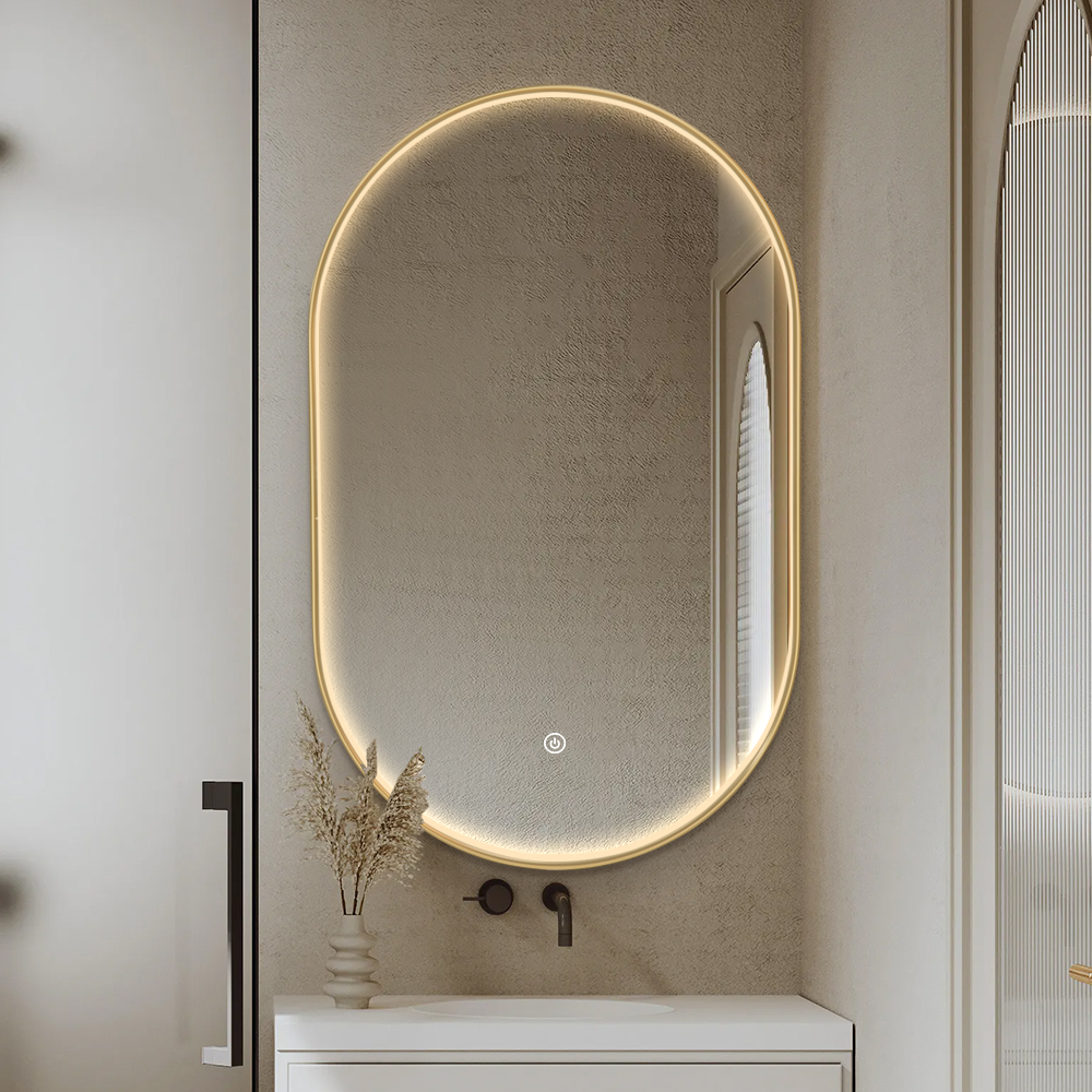 Oval Aluminum Framed LED Cosmetic Mirror for Bathroom and Hotel