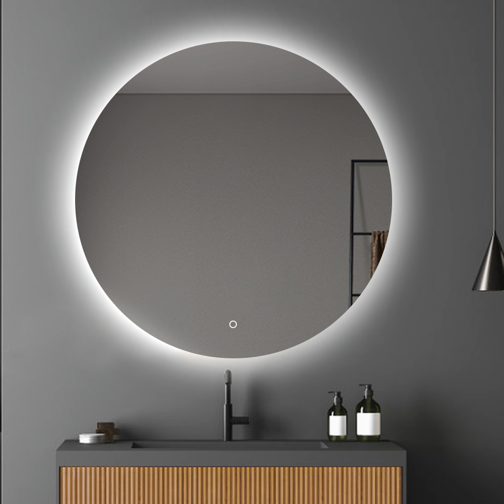 Round Frameless Backlit LED Bathroom Mirror with Touch Dimming