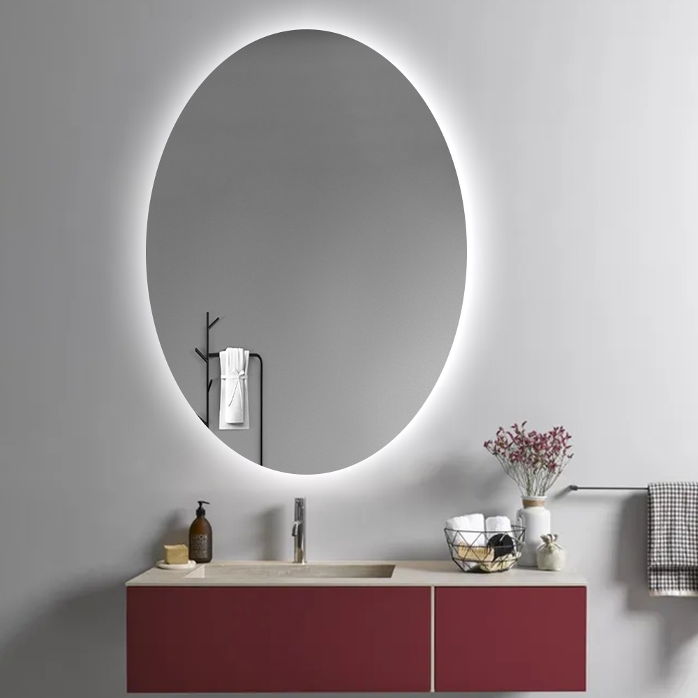 Modern Oval LED Bathroom Mirror with Anti-Fog and Touch Switch