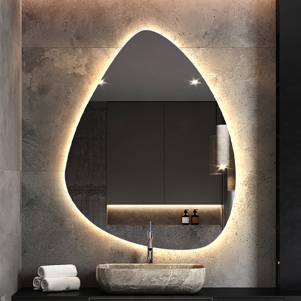 Irregular Dimmable Anti-Fog LED Bathroom Mirror with Touch Sensor