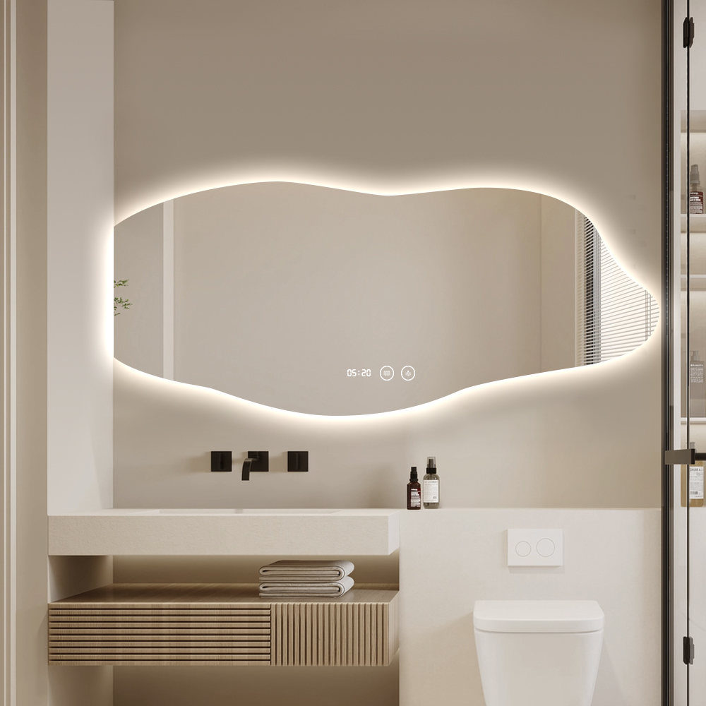 Wavy Edge Organic LED Backlit Mirror with Touch Lighting
