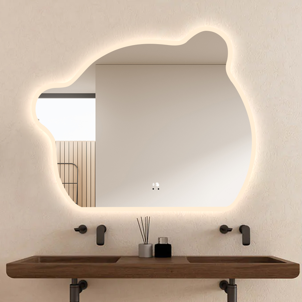 Bear-Shaped Backlit LED Bathroom Mirror with Motion Sensor and Anti-Fog