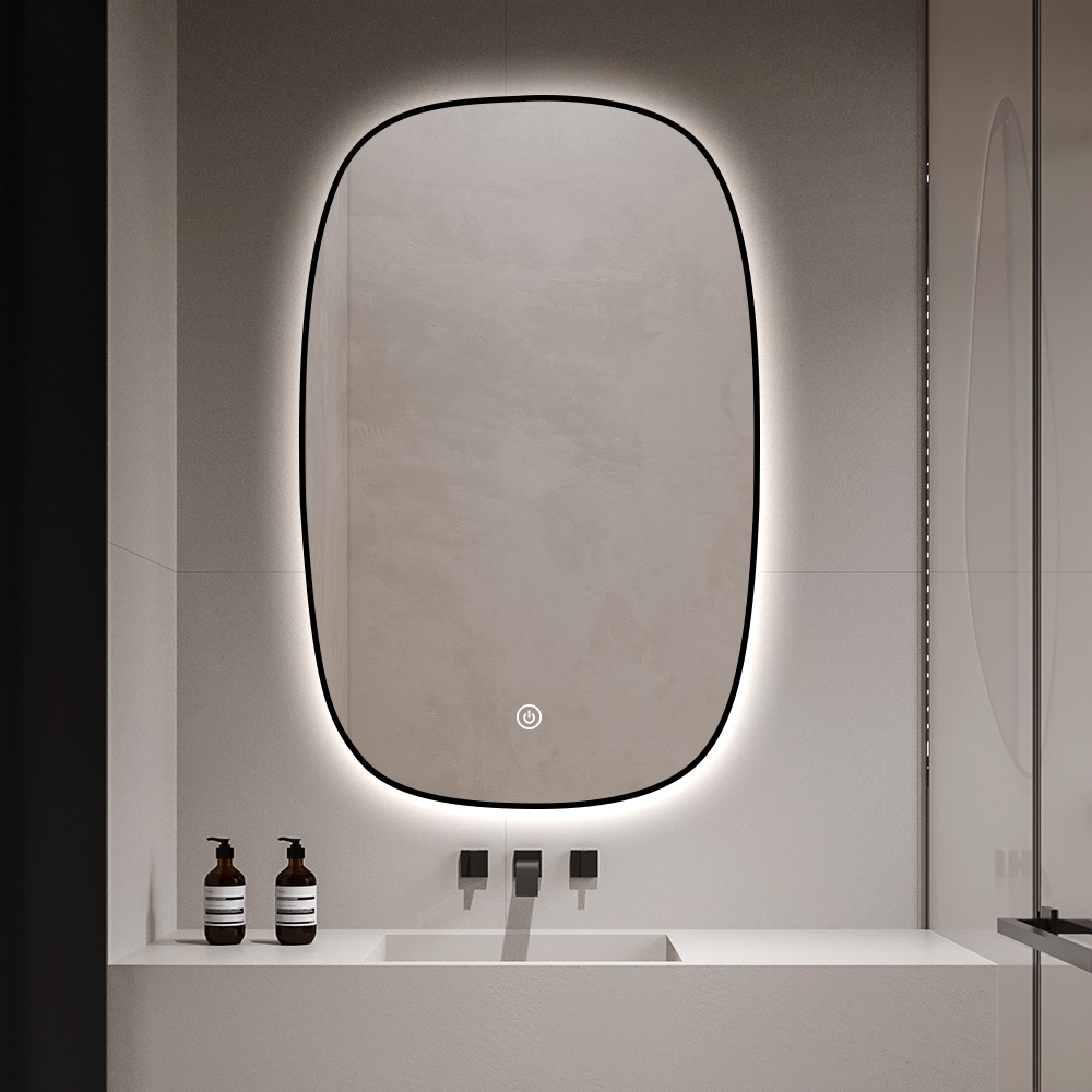 Irregular Framed Smart LED Bathroom Mirror with Dimmable Light