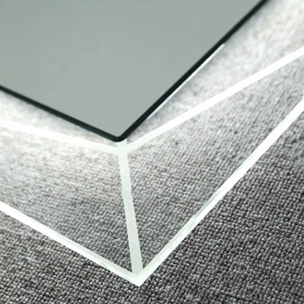 Frameless Geometric Backlit LED Smart Bathroom Mirror with Digital Clock, Touch Control Anti-Fog Wall Mount Vanity Mirror