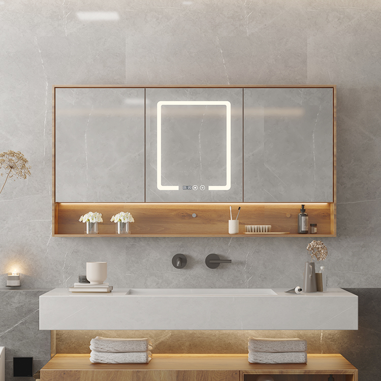Factory Price Smart Illuminated Dimmable Anti-fog Mirror Cabinet with Touch Sensor Switch