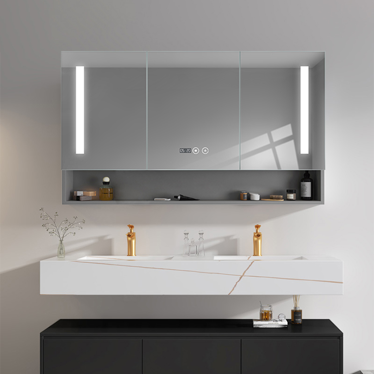 Custom Modern Illuminated Medicine IP44 Waterproof Led Mirror Vanity Cabinet with Defogger 