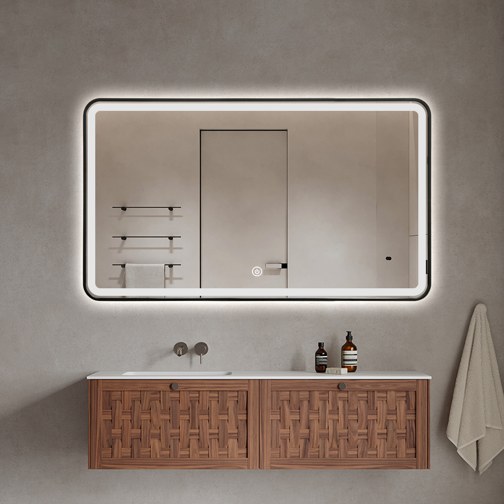 Commercial IP44 Waterproof Aluminum Framed Touch Screen Led Bathroom Mirror with Defogger 