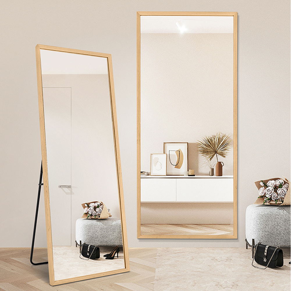 Low MOQ Wooden Frame Reactanglar Full Length Dressing Mirror with Free Standings