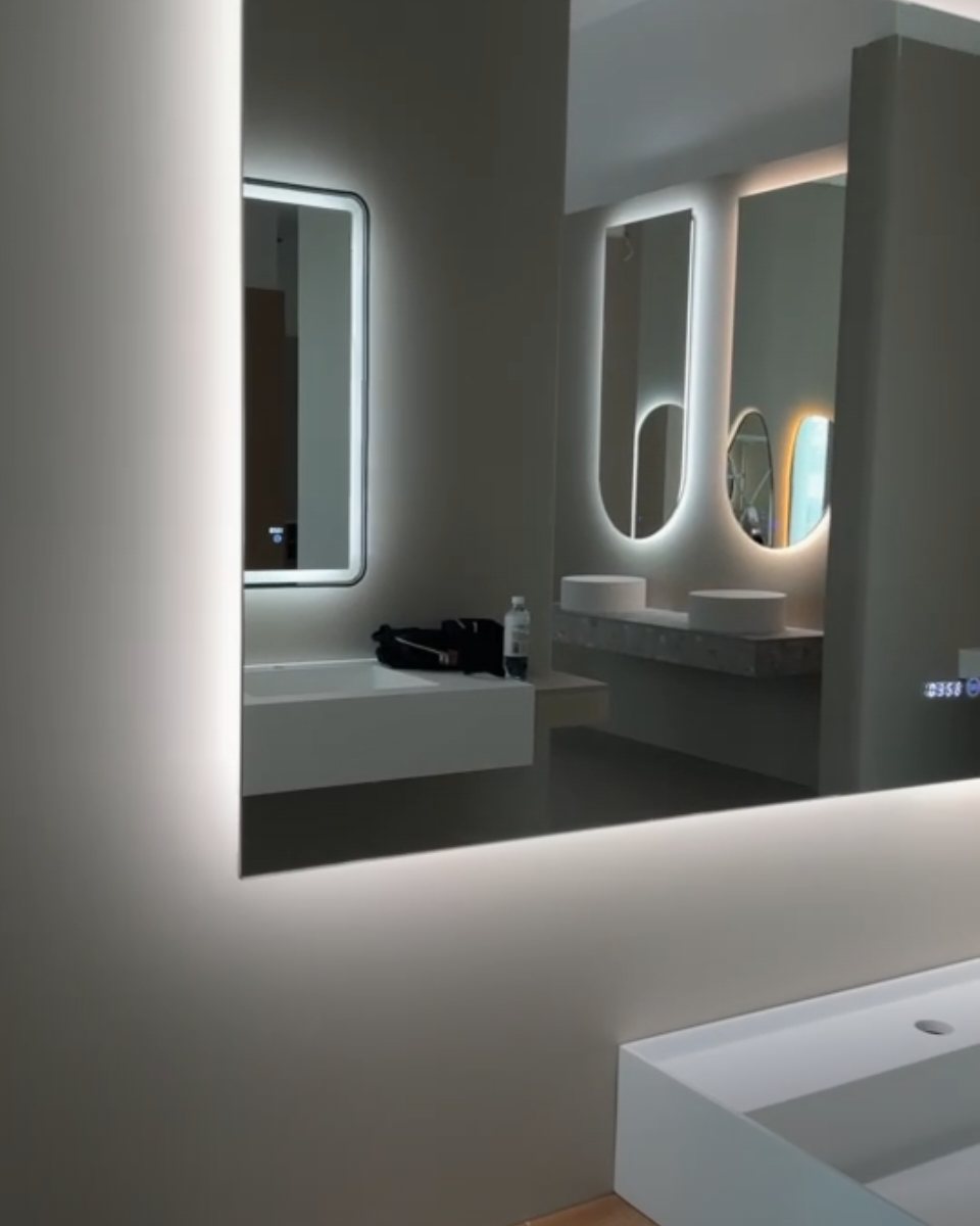 Square bathroom antifog backlight led mirror with 3000-6500K dimming&brightness